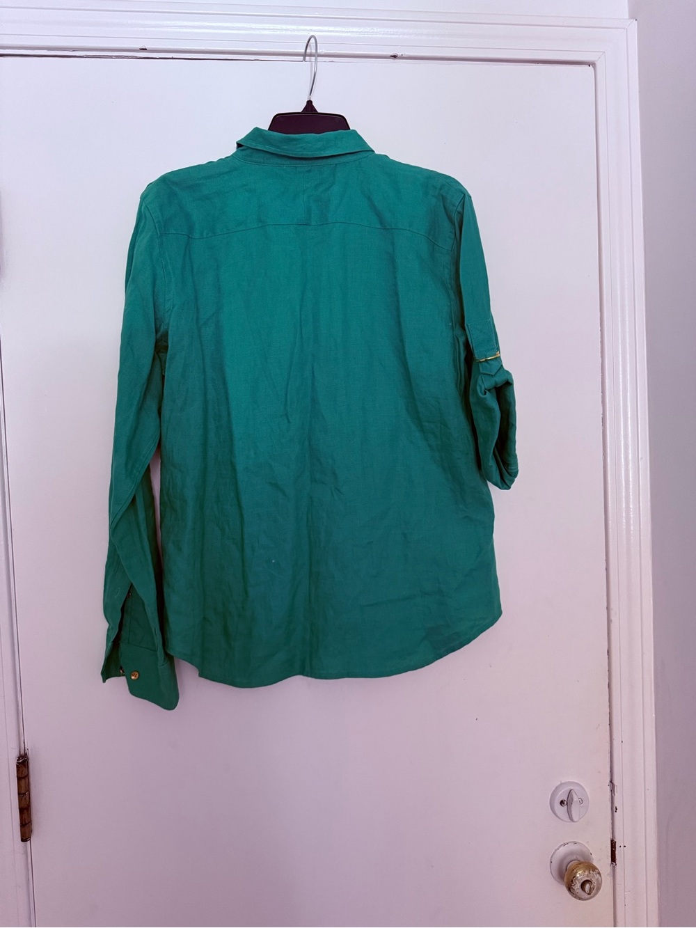 Ralph Lauren Teal Button-Up Linen Shirt with Gold Buttons - Picture 4 of 4